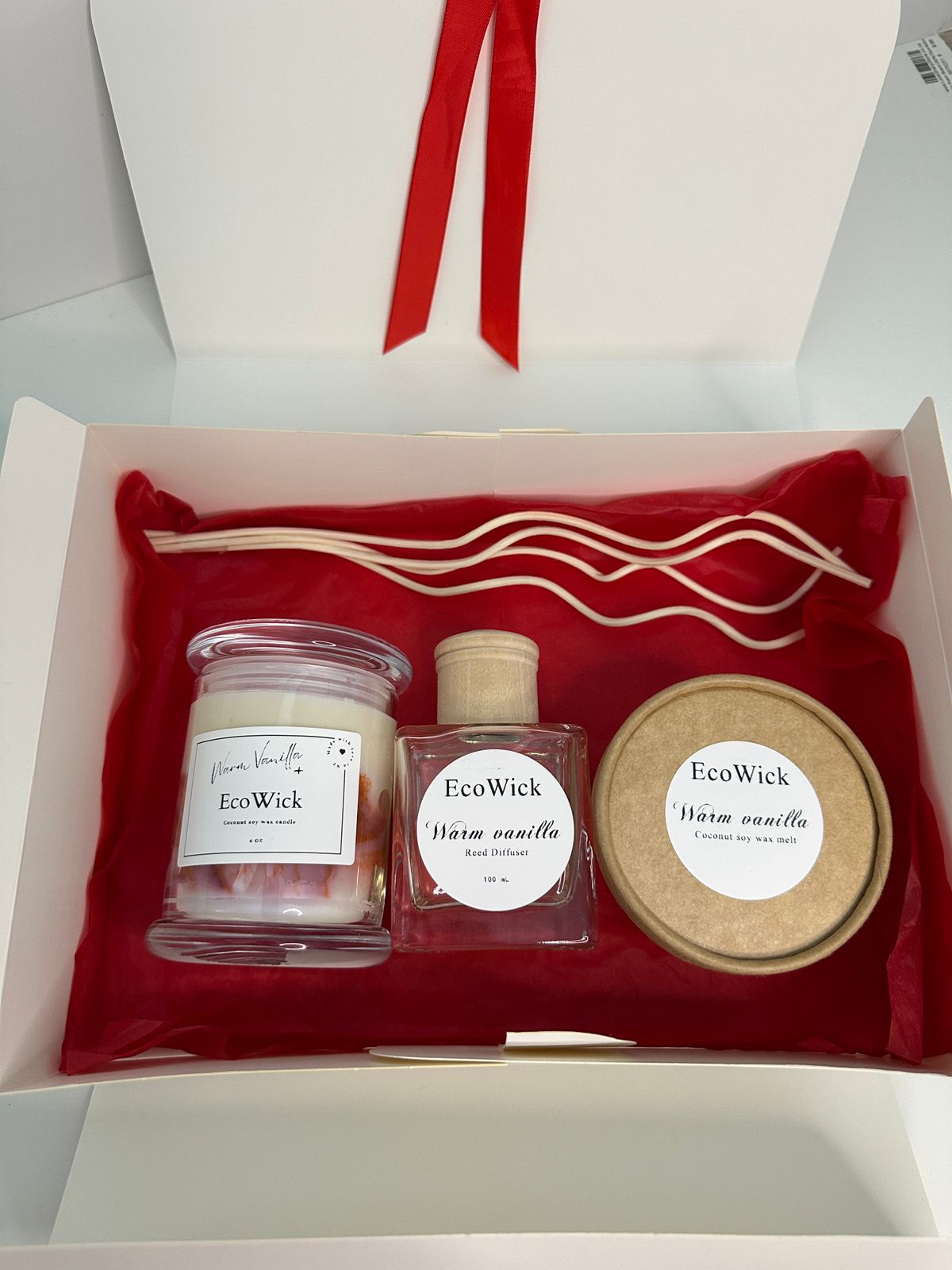 Glass Jar Candle, Reed Diffuser and Wax melt Gift Box